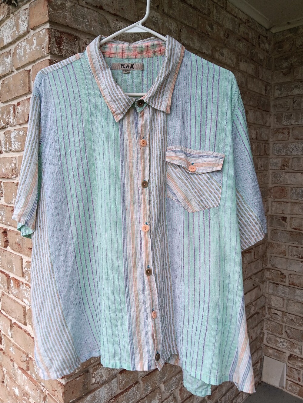FLAX Linen Short-Sleeve Button-Down Shirt